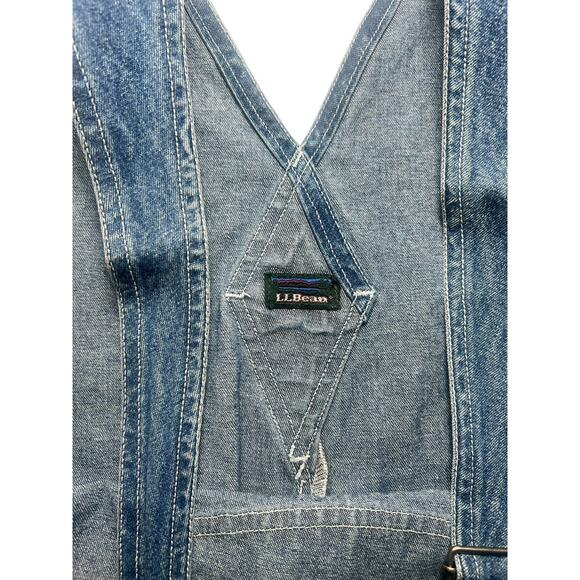 Vintage L.L. Bean Girls Denim Overall Shorts Carpenter Pockets Size Large 14/16 - Picture 8 of 9